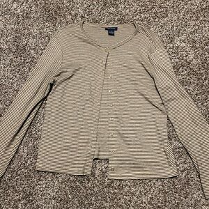 The Limited Beige and Black Striped Top